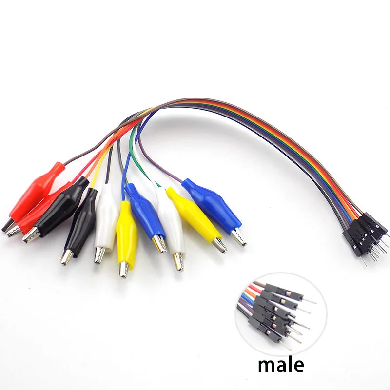 20cm 30cm 10pin Double-end Alligator Clips jump Wire Male Female Crocodile Clip Test Lead Jumper Wire Line Cable DIY Connection