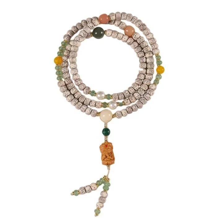 الرجعية زن عالية الكثافة الأبيض نجمة القمر بوذا الخرز سوار متعدد دائرة الثقافية لعوب اليد معصمه المجوهرات #5