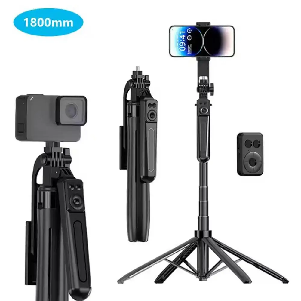 

Mobile Phone Selfie Stick Travel Tripod With Remote 1.8m Click One Extendable Stick Bluetooth Opening Control Wireless Self L6s1