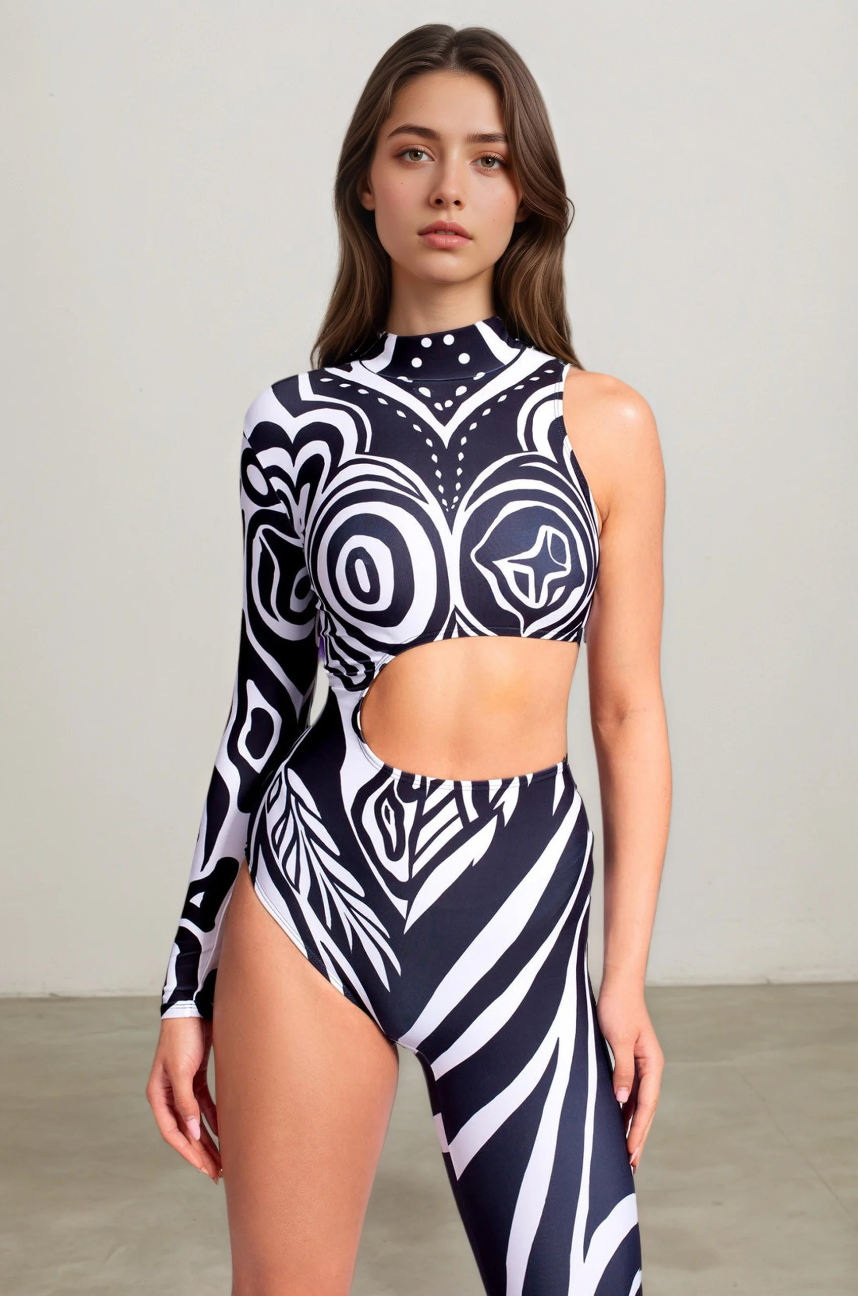 Damen Asymmetrischer Urlaubs-Bodysuit, Sexy Cosplay-Party-Jumpsuit, Modischer Bunter Halloween-Auftritts- und Aerial-Yoga-Anzug – Detail 5