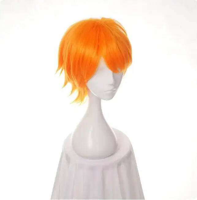 Wig sintetik halus berlapis pendek Pria, 12 "Wig Cosplay serat tahan panas