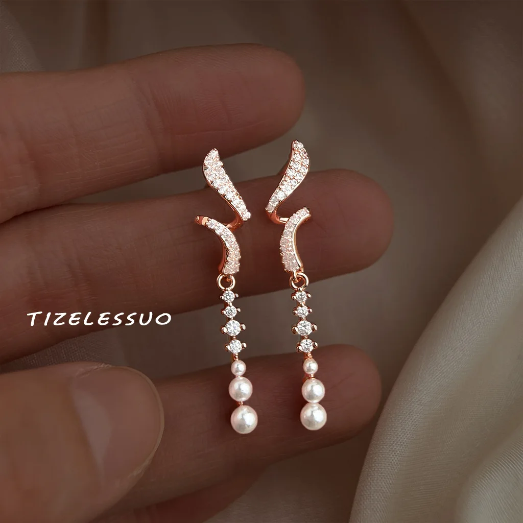 

Серьги-капли Cciris Micro Pavé с кисточками, гипоаллергенные, минималистичные, оптовая продажа, изящные эффектные украшения для женщин