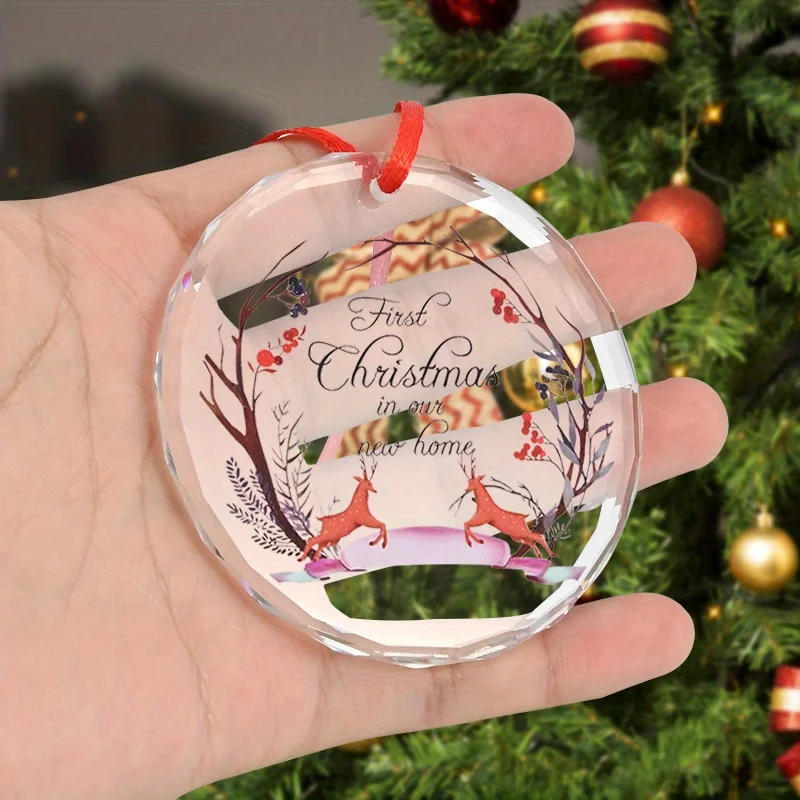 قلادة زجاجية ساحرة مقاس 3 بوصات من الأيائل الحمراء - مناسبة لعيد الميلاد وديكور السيارة وحقائب الظهر والمزيد - بما في ذلك الحبل #4