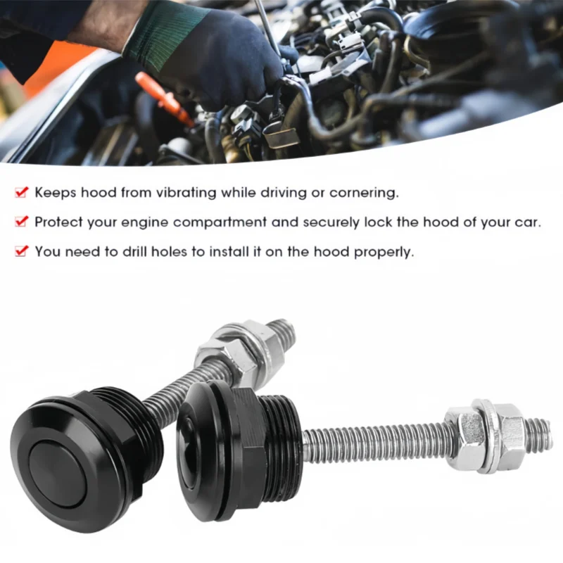 22mm 1Pc/4Pcs Universal Car Push Button Bonnet Hood Pins Kit Aluminum Quick Release Latch Bumper License Plate Lock Clip