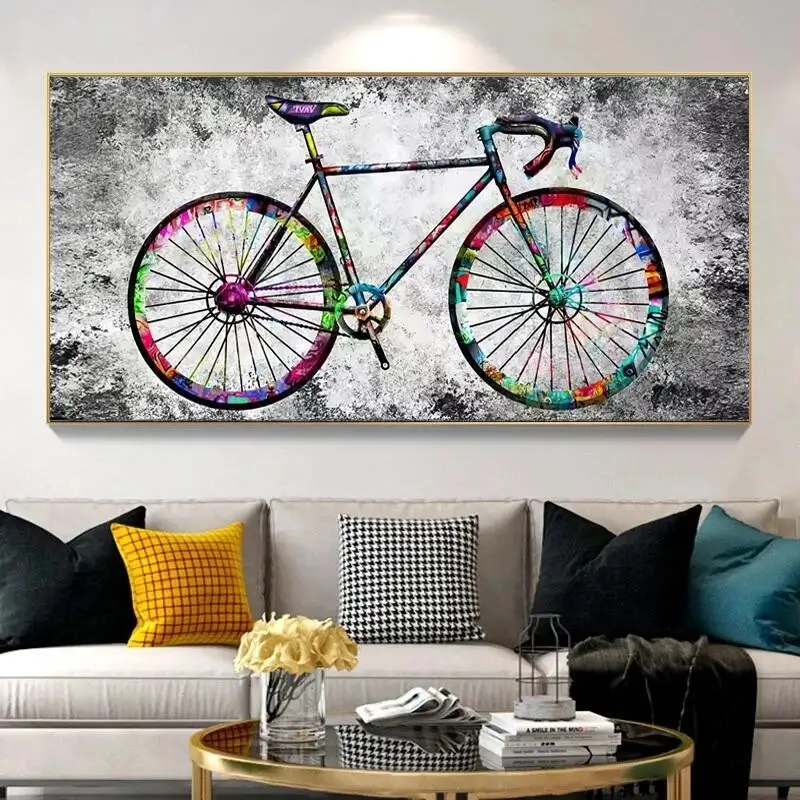 Full Round Diamond Painting Modern Graffiti Art Bicycle Colour Bike Diamond Embroidery Cross Stitch Cycling Outdoor Enthusiasts