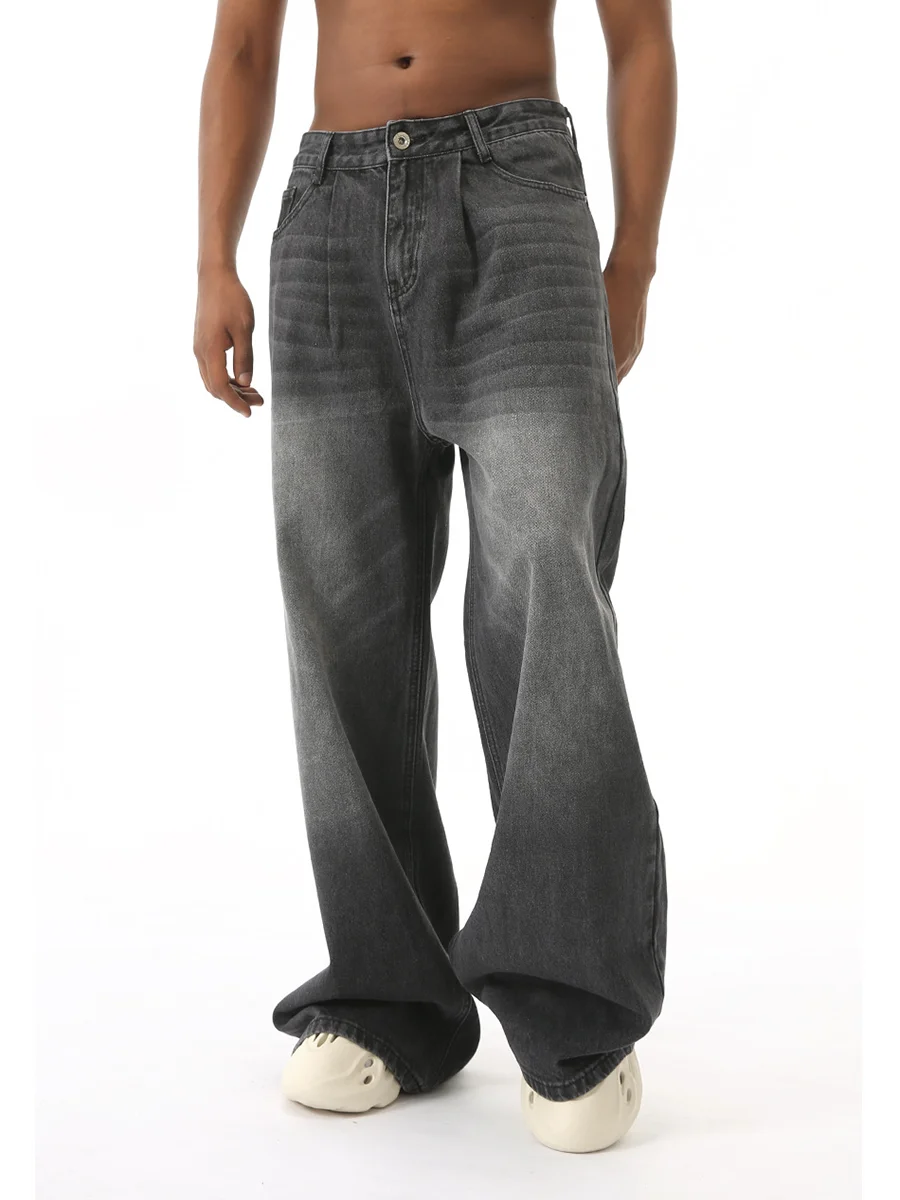 

Винтажные американские джинсы-клеш в уличном стиле, широкие, удлиненные, свободные брюки, молодежная мода, из смесового хлопка, повседневная одежда