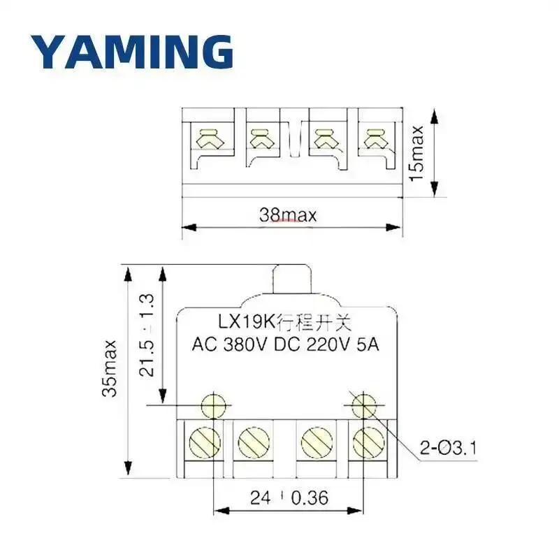 10pcs LX19K-B Mini Limit Micro Switch Four Terminals Screws AC380V DC220V 5A Silver Contact NO NC