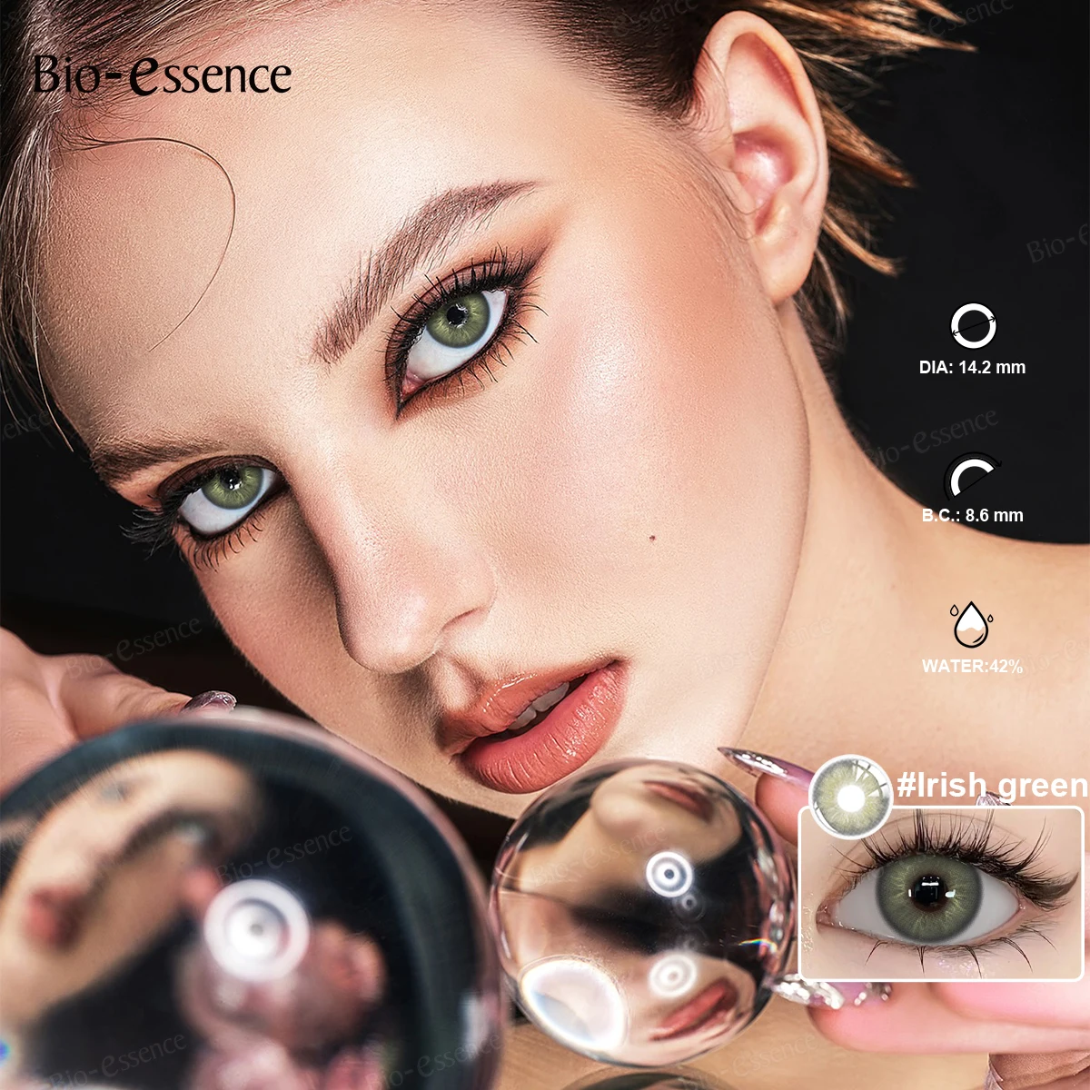 Bio-essence 1 Paar farbige Kontaktlinsen für Augen, graue Augenkontaktlinsen, blaue Linsen, natürliche Modelinsen, kosmetischer Augenkontakt – Detail 23