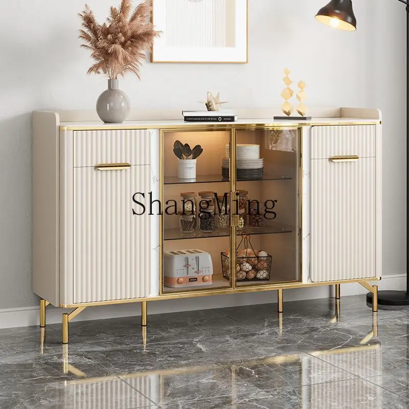 

FG light luxury rock slab simple cream style dining side cabinet integrated against the wall multi-functional living cupboard