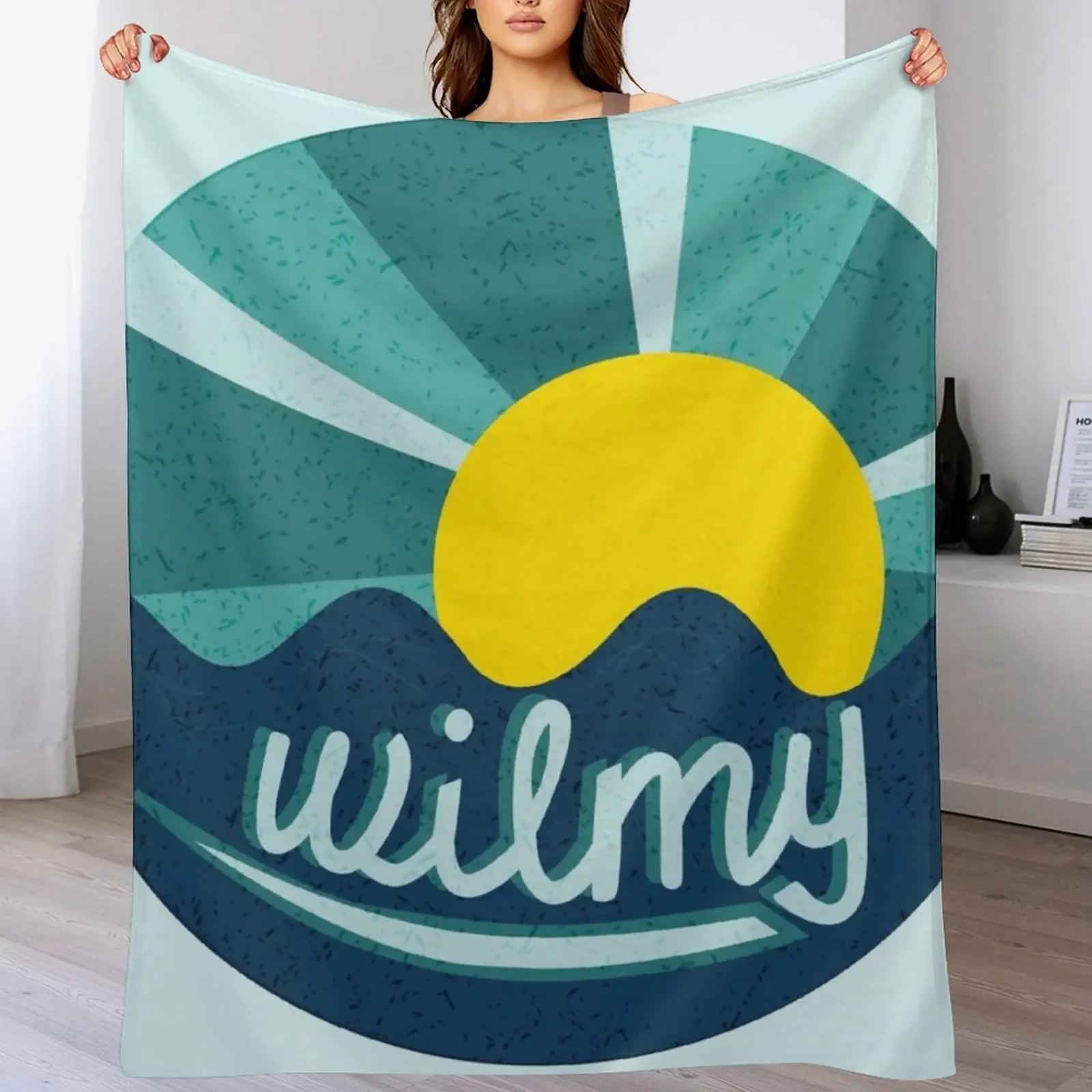 UNCW Wilmington Beach Ocean Sunset Throw Blanket Cozy Throw Blanket Birthday Gift for Him Her