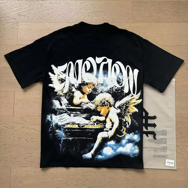 2026 Mixed Emotion T-shirt Summer Hip Hop Street Cotton Print Short-sleeved Men Women Tops New Release