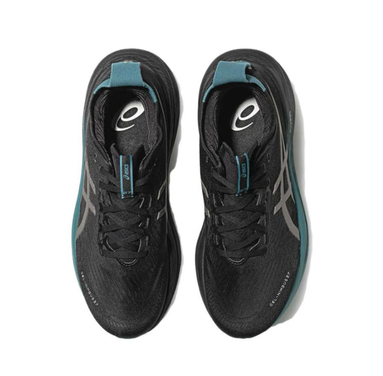 Asics Gel-Nimbus 27 نسيج مريح جلد صناعي قابل للتنفس منخفض القمة ماراثون احذية الجري للرجال أزرق أسود #4