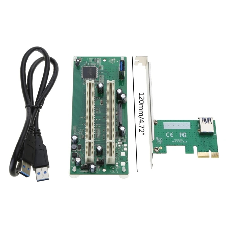 F3KE PCI-Express to PCI Adapter Card PCIe to Dual Pci Slot Expansion Card USB3.0 Add on Cards Converter PCIE x1 to x16 Card