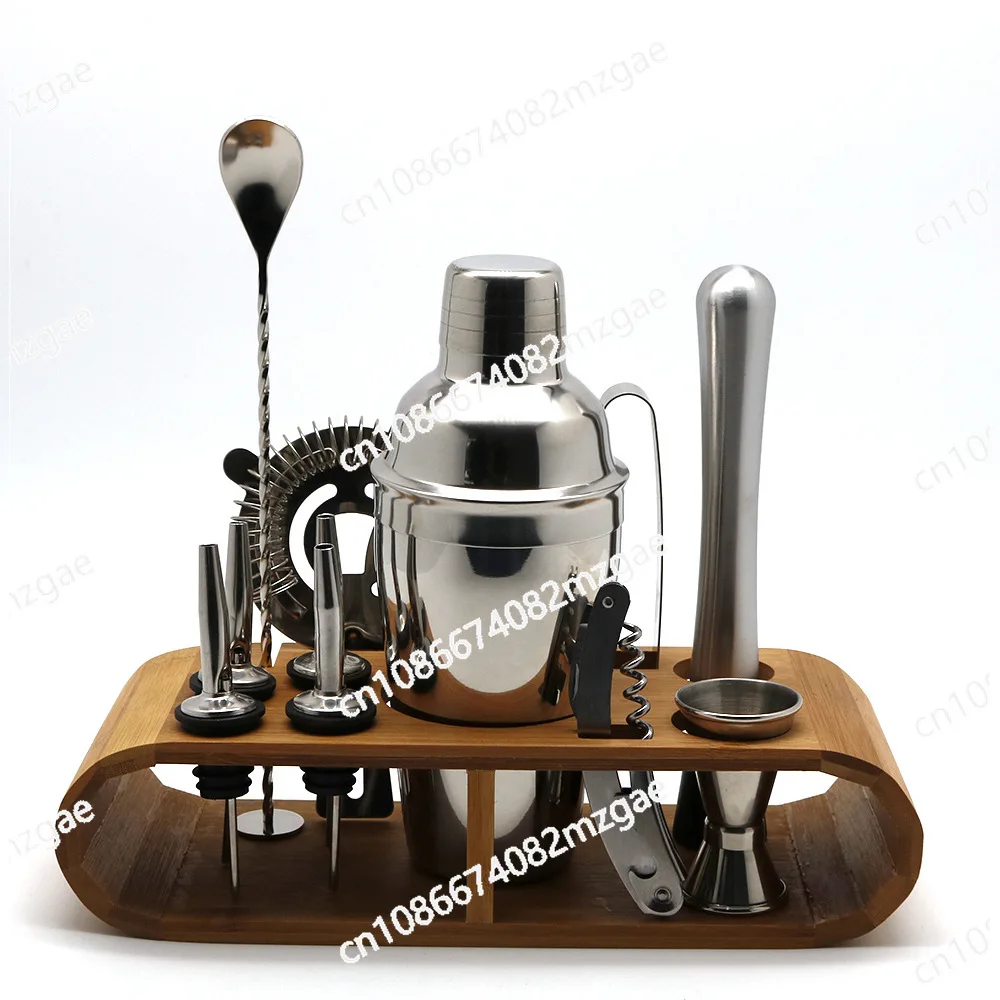 

Bartender set, bar set, stainless steel bartender, oval wooden frame