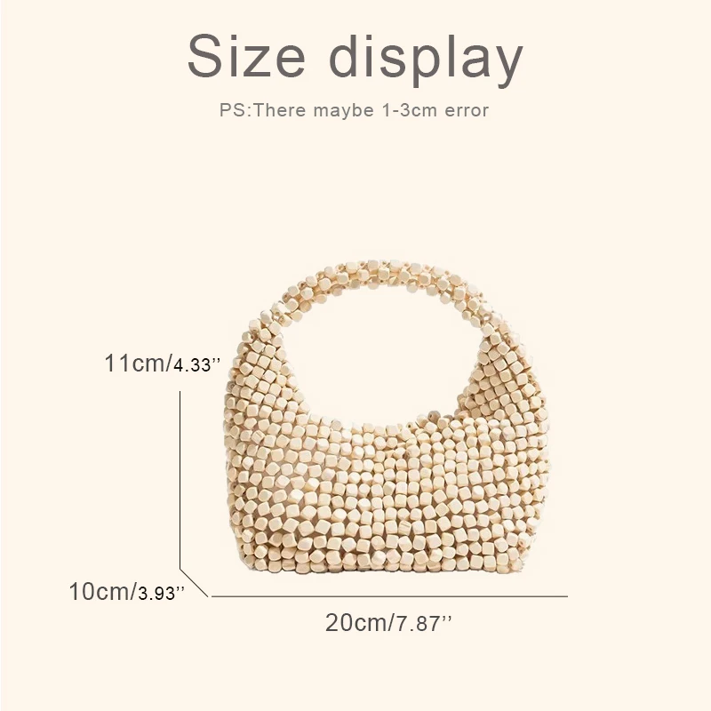 Hand-Woven Hobos Beach Bags For Women Luxury Designer Handbag And Purses 2026 New In Wooden Beads Hollow Out Top Handle Shoulder