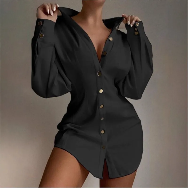 Women's Printed Fashionable Printed Waist Button Decorative Shirts Casual Commuter Slim Fit Long Sleeve Shirt Shirts For Women