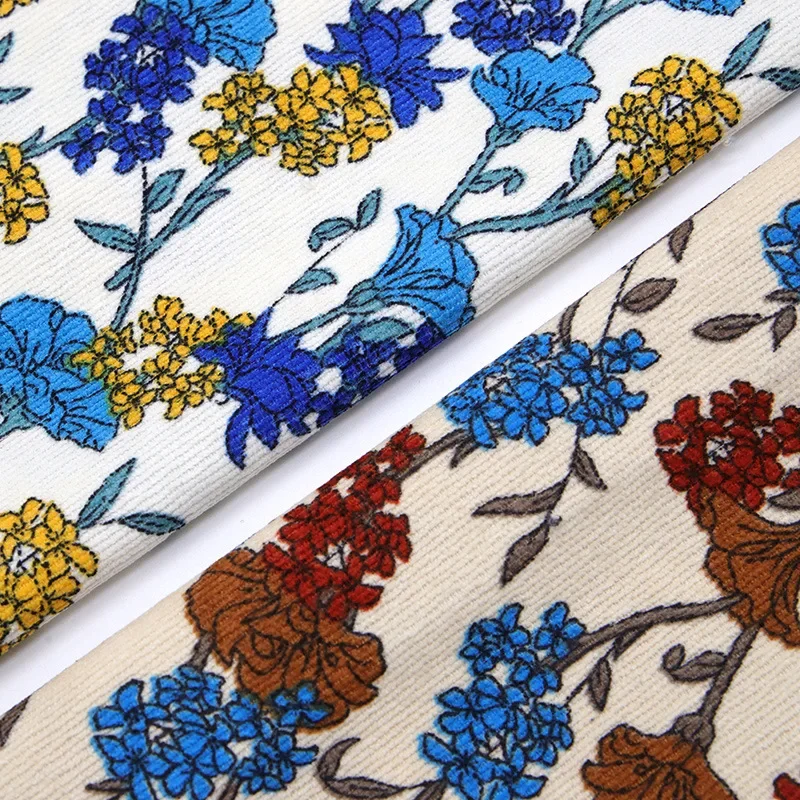 

Printed Corduroy Fabric DIY Fashion Dress Women's Children's Cothing Corduroy Cloth Floral Print Pattern Handmade Sewing