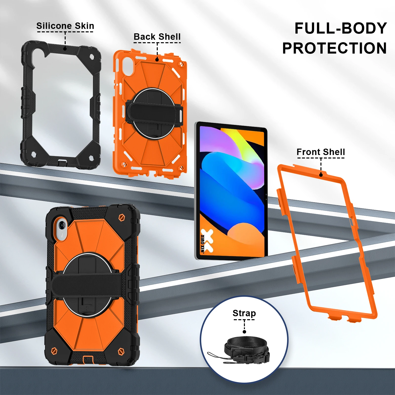 حافظة شديدة التحمل لجهاز Lenovo Tab M11 مقاس 11 بوصة TB331FC TB330FU Idea 11 TB336ZU Xiaoxin Pad 2025 2024 11 بوصة غطاء لوحي مع أشرطة