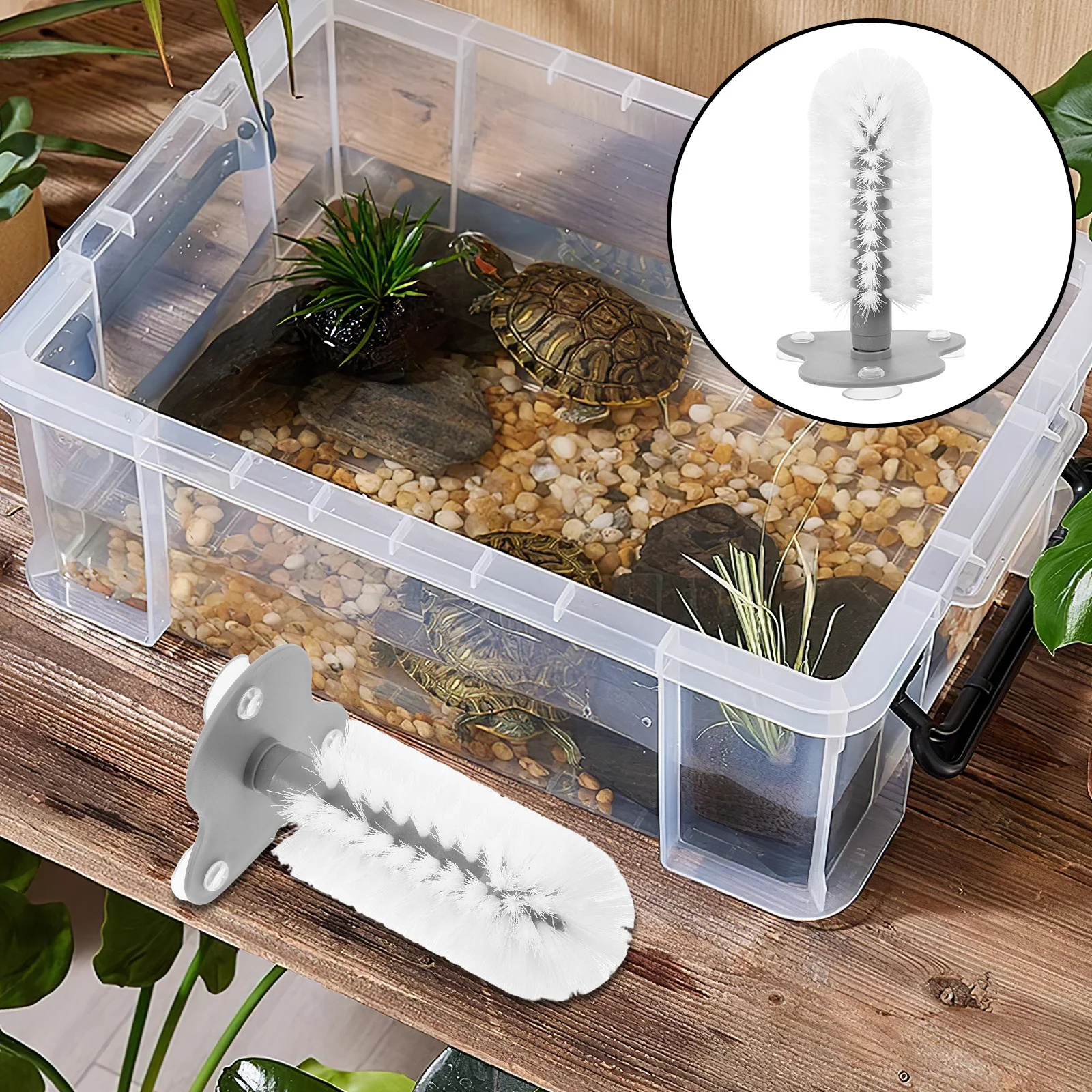 

Turtle Brush Suction Cup Strong Hold Soft Bristles Shell Cleaner Scratcher Massager Turtle Tank Accessories Reptile Supplies