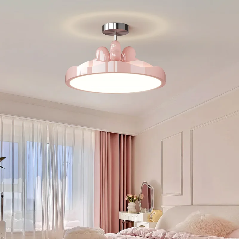 Cream Style Children's Bedroom Ceiling Lights Girl's Heart Eye Protection Princess Room Study Cafe Creative Pendant Lamp Fixture