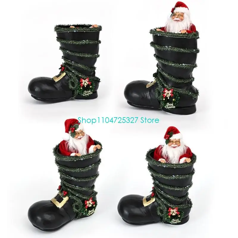D8KF Christmas Boot Shelf Piece with LED for Indoor Entryway Use