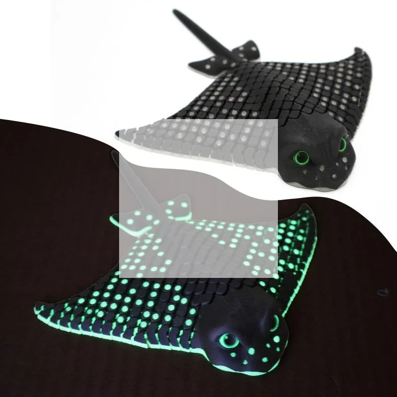 

1 шт. Бионическая фигурка водного животного для рабочего стола, 3D-печатная светящаяся игрушка-манта/скат, гибкая фигурка морского существа, подарок