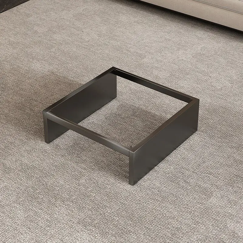 Italian minimalist marble coffee table feet rock slab stainless steel bracket living room luxury stone suspended square base cof