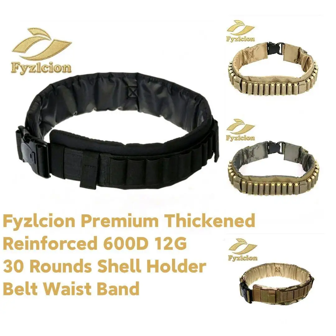 Fyzlcion Thickened Reinforced 12 Gauge 30 Rounds Shotgun Shell Bandolier Adj Hunting Shotgun Shell Holder Belt CS Shooting