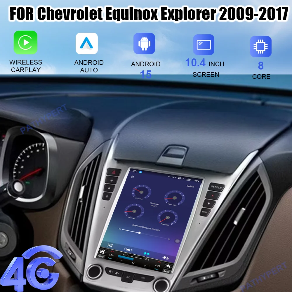 

Android 15 10.4" Car Multimedia Player For Chevrolet Equinox Explorer 2009-2017 Radio Auto Bluetooth Carplay Screen GPS 4G DSP