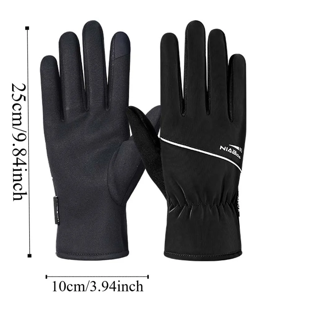Soft Anti-cold Gloves Touch Screen Anti-splash Water Thickened Gloves Korean Style Letter Decoration Winter Finger Mittens
