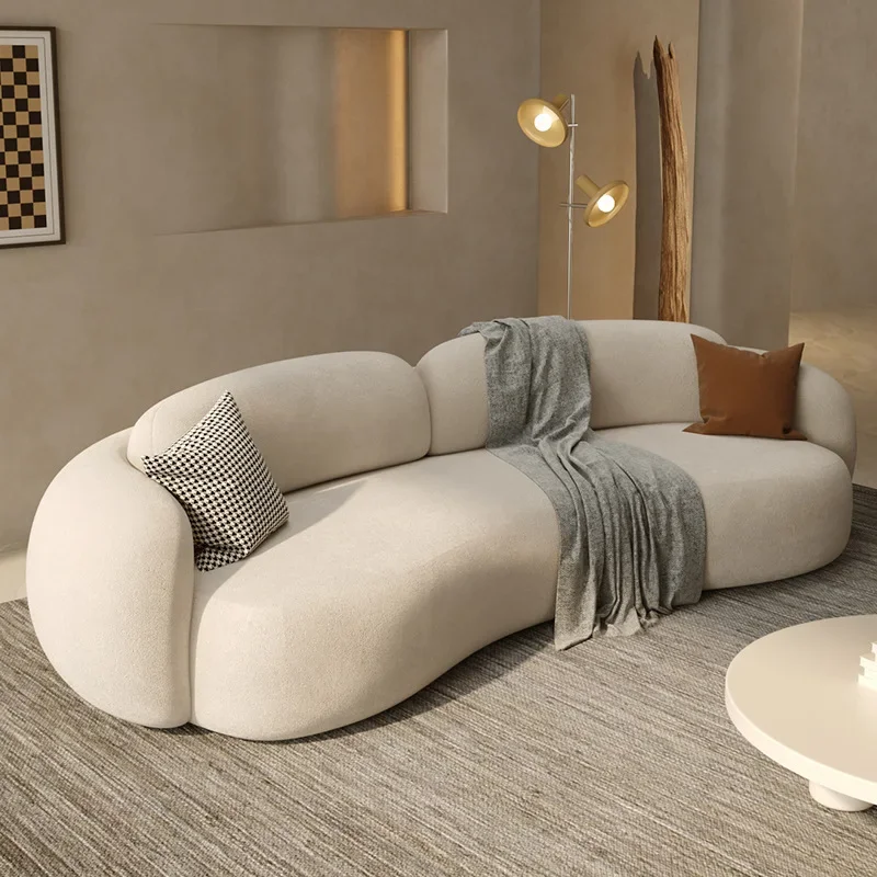 Sofa sitting area Leisure reception room Wind clothing store Arc reception Negotiation Cream special-shaped hotel B & B sofa 5