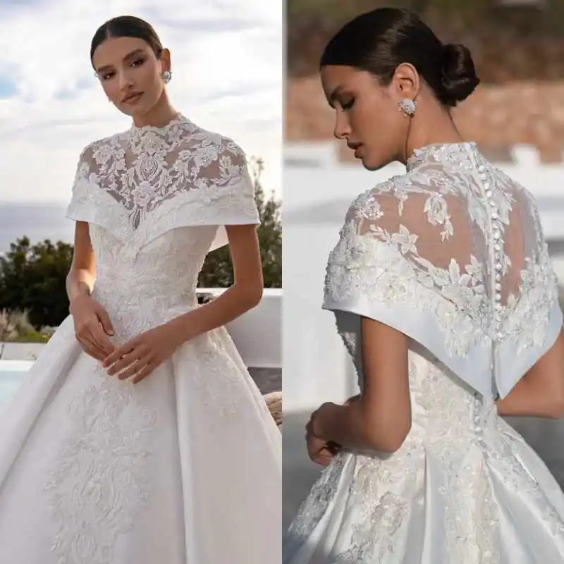 Stunning  A-Line Wedding Dresses Off Shoulder Sweep Train Appliques  Princess Dress Plus Size Formal Occasion Customized