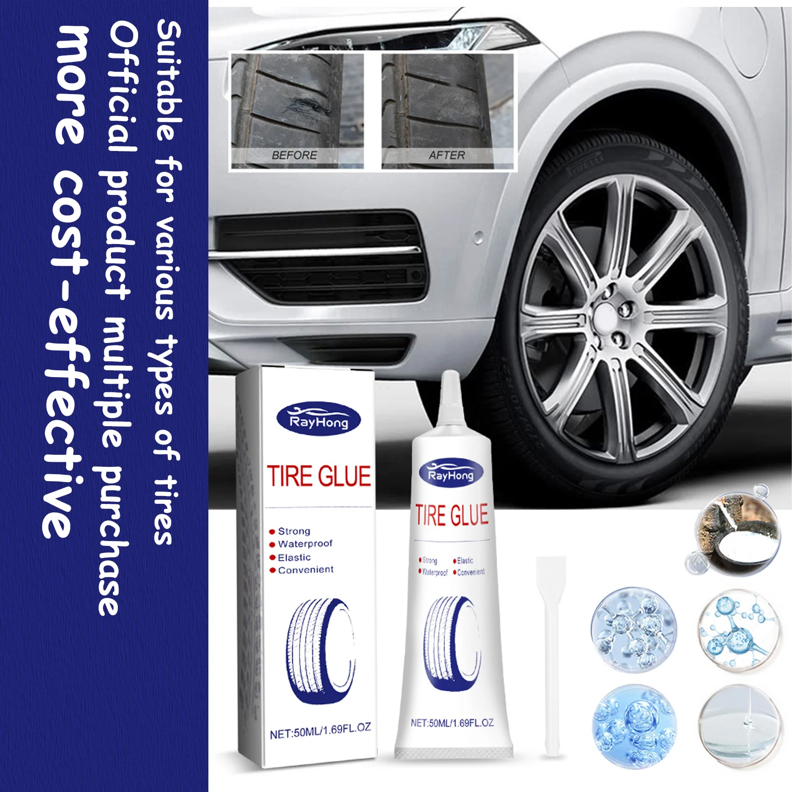 

Клей для ремонта шин | Сильное сцепление, быстрое ремонтное средство для трещин в шинах | Водонепроницаемая защита для шин | Многоцелевой клей для ремонта колес (США)