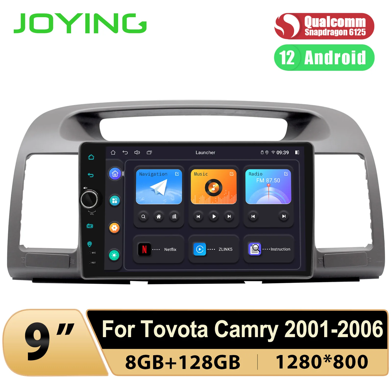 Joying 9 Inch Android 12.0 Car Multimedia Radio GPS Navigation ForToyota Camry 2001-2006 With Apple Car play Plug and Play