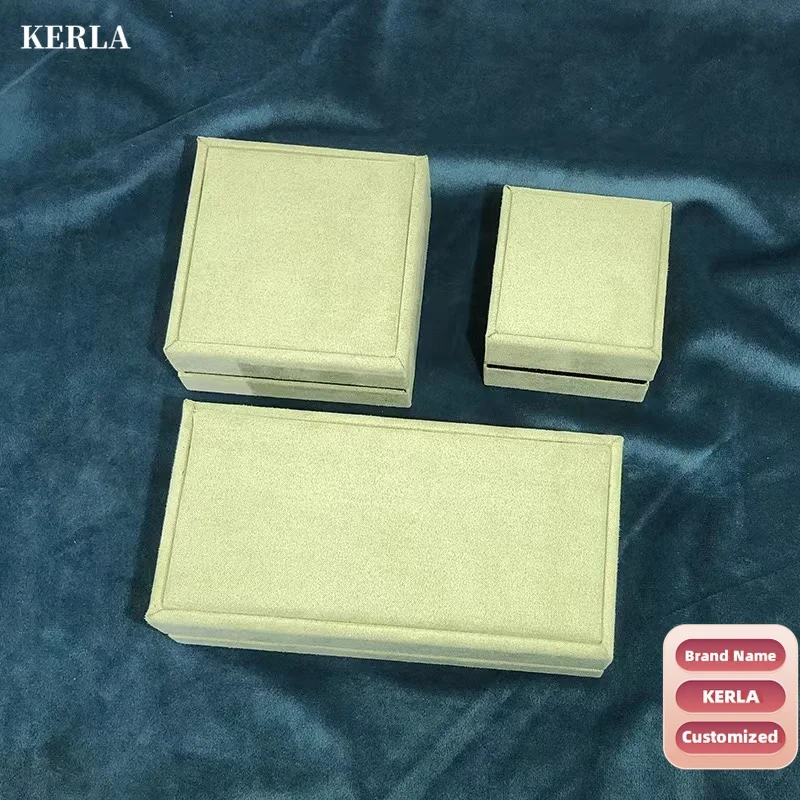 Customized Wholesale Kerla Brand Jewelry Buckskin Display Gift Box Bracelet Case Beaded Ring Earrings NECKLACE Box Pendant Case