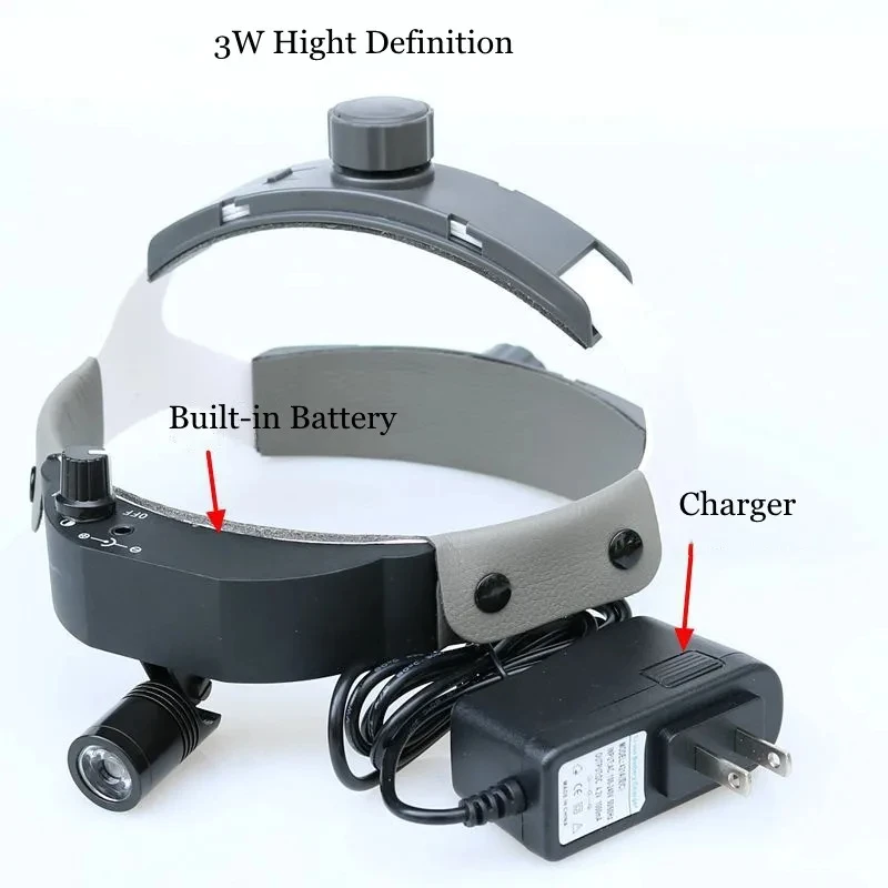 Surgical Dental Loupe 3W LED Adjustable Medical Light Lamp Headlight 30000LUX Brightness Spot Adjustable for Dental Lab