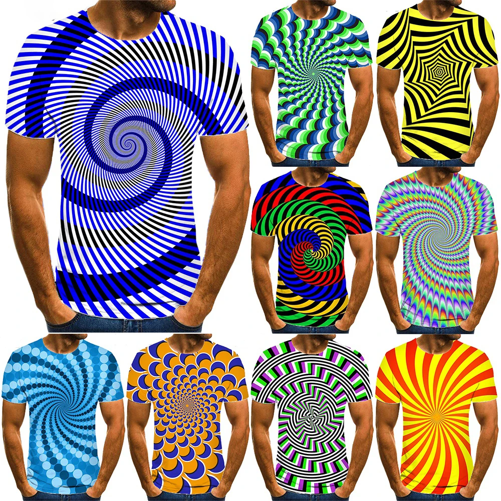 New Summer Hot Sale 3D Vortex Men/women Fashion Slim T Shirt 3D Printing Short-sleeved Casual Round Neck Top