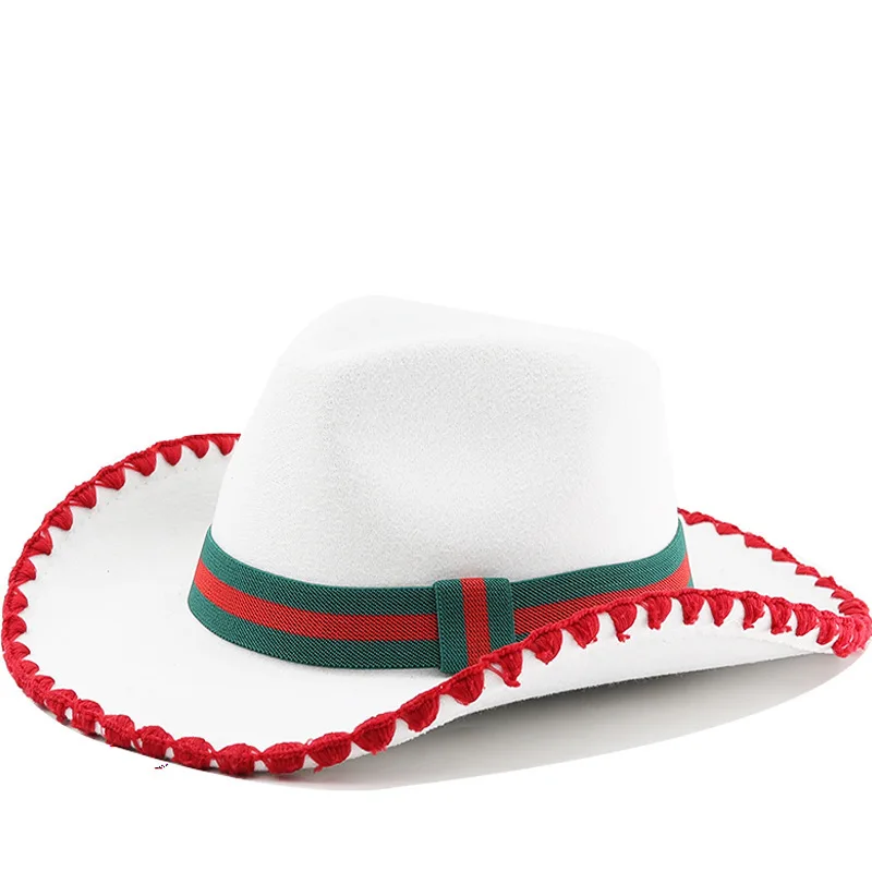 Bent Edge Personalized Jazz Striped Knot Gentleman British Style Performance Western Cowboy Hat