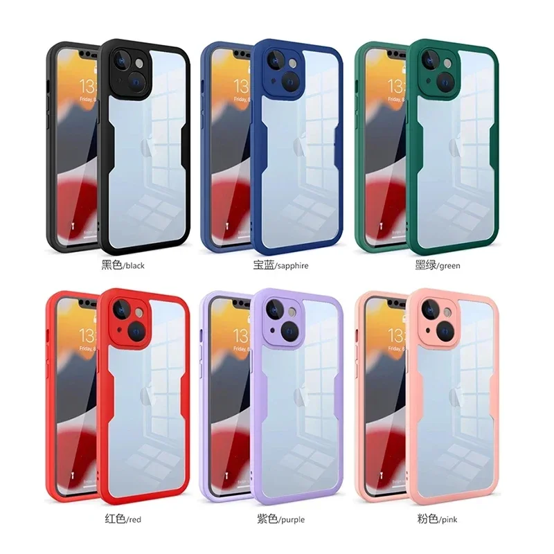 360 Full Cover Silicon Case For iPhone 16 Pro Max 15 13 11 12 14 Pro Max X XS SE 7 8 Plus With Screen Protector Shockproof Cover