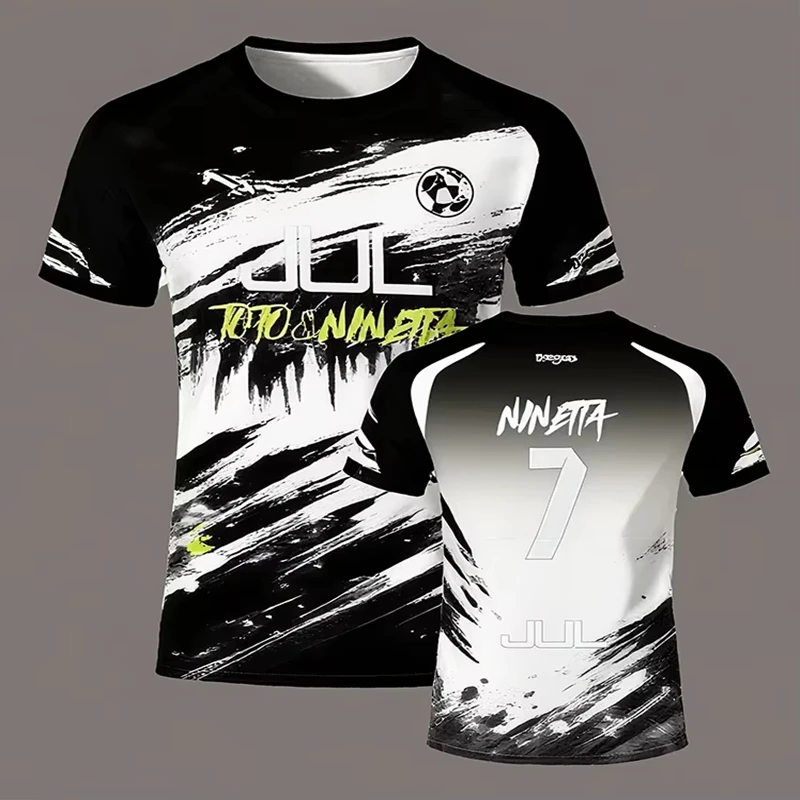 2026 Neues 3D 90-Minuten-JUL-Serie Fußball-T-Shirt für Herren – Sommer-Outdoor-Sport-Schnelltrocknendes Rundhals-T-Shirt mit lockerer Passform