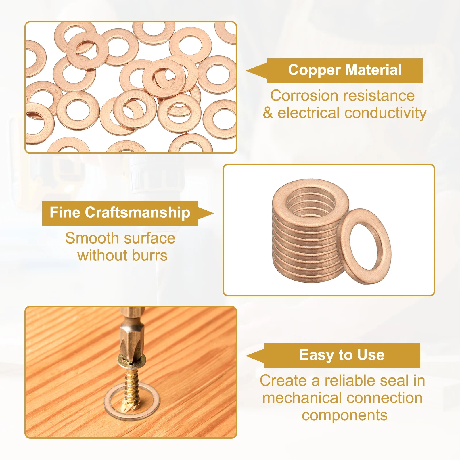 4-50Pcs Copper Washer Sealing Ring M4 M5 M6 M8 M10 M12 M14 M16 M18 M20 M22 M24 M27 M30 M33 Flat Sealing Gaskets Crush Washers