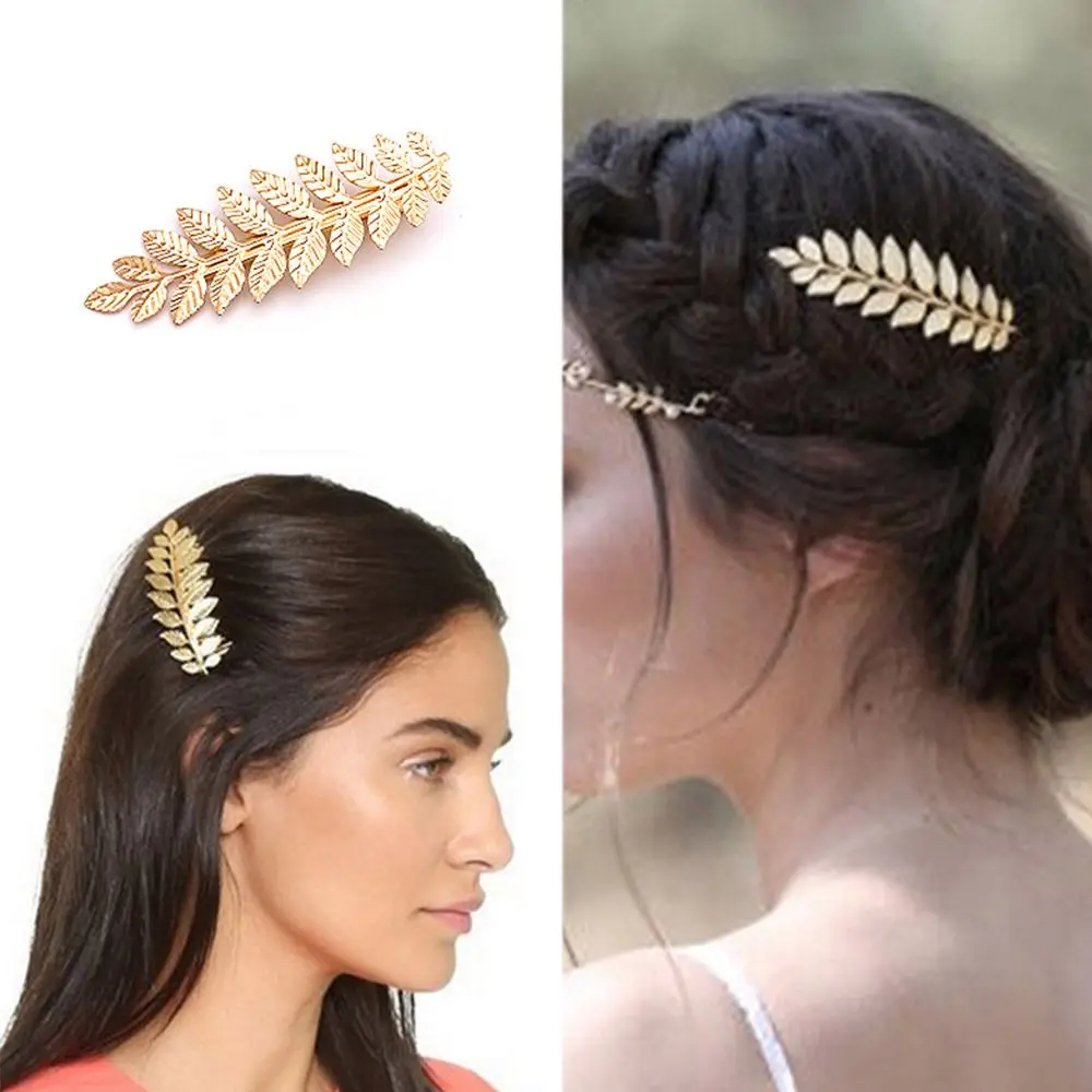 New Baroque Bride Crown Alloy Leaves Shape Bride Bridesmaid Tiara Wedding Headband Hair Comb Hair Clips Hair Accessories