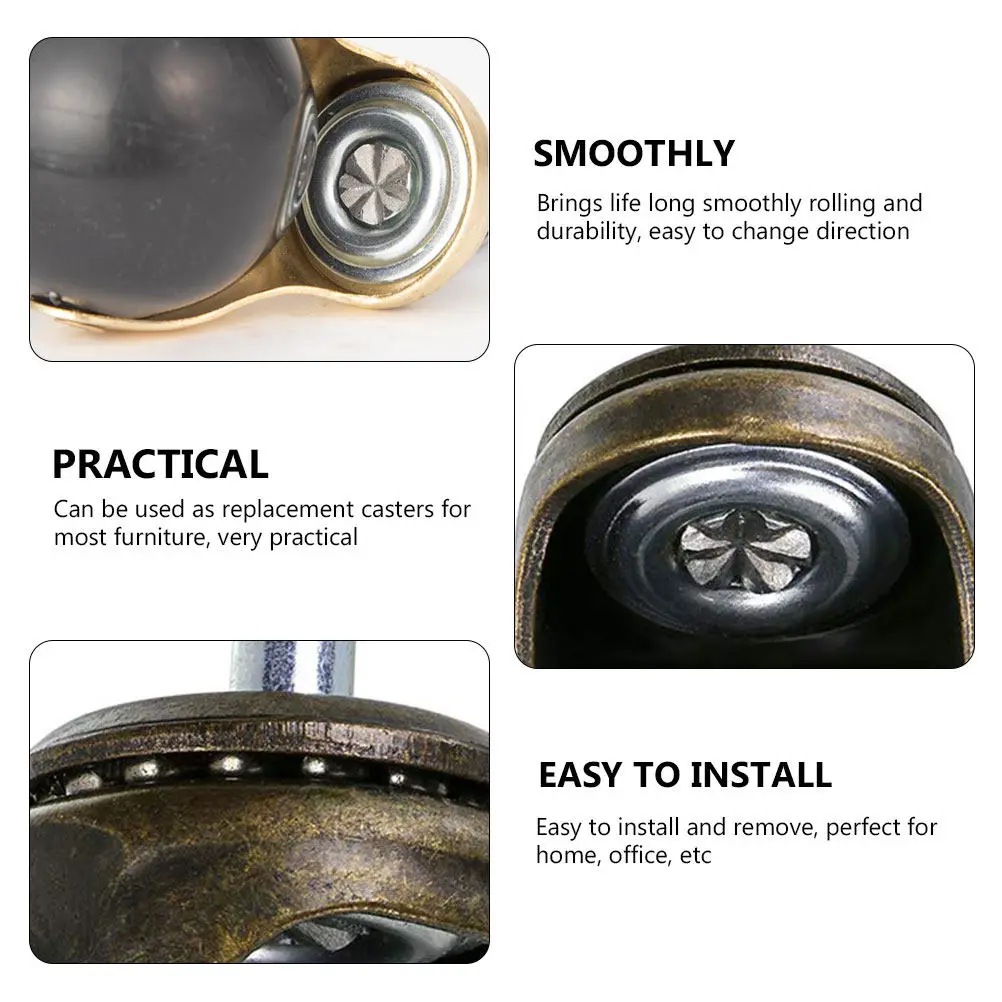4Pcs 2-Inch Retro Furniture Casters No Trace Floor Protection Easy Install Removable Heavy Duty Rotating Wheels for Home Office