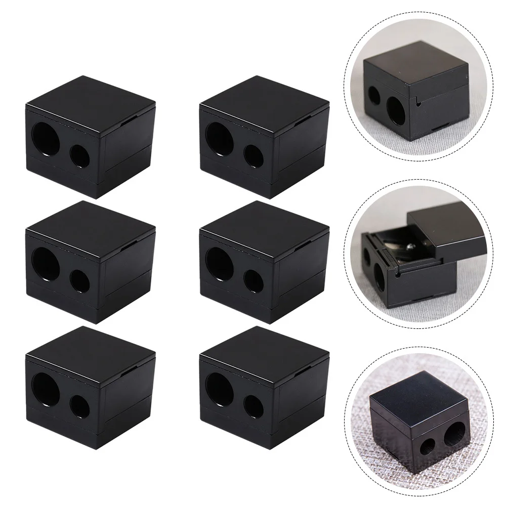 6 قطعة مبراة بطانة الحواجب عالية الجودة أدوات مكتبية عملية للعمل والدراسة والمكتب المنزلي ومبراة أقلام الحواجب السوداء