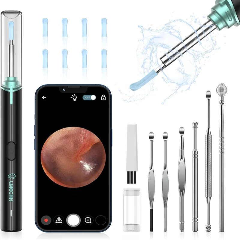 Ear Wax Removal Ear Cleaner with Camera and Light Ear Wax Removal Kit Ear Pick Set Ear Cleaning Kit with 8 Silicone Ear Spoons