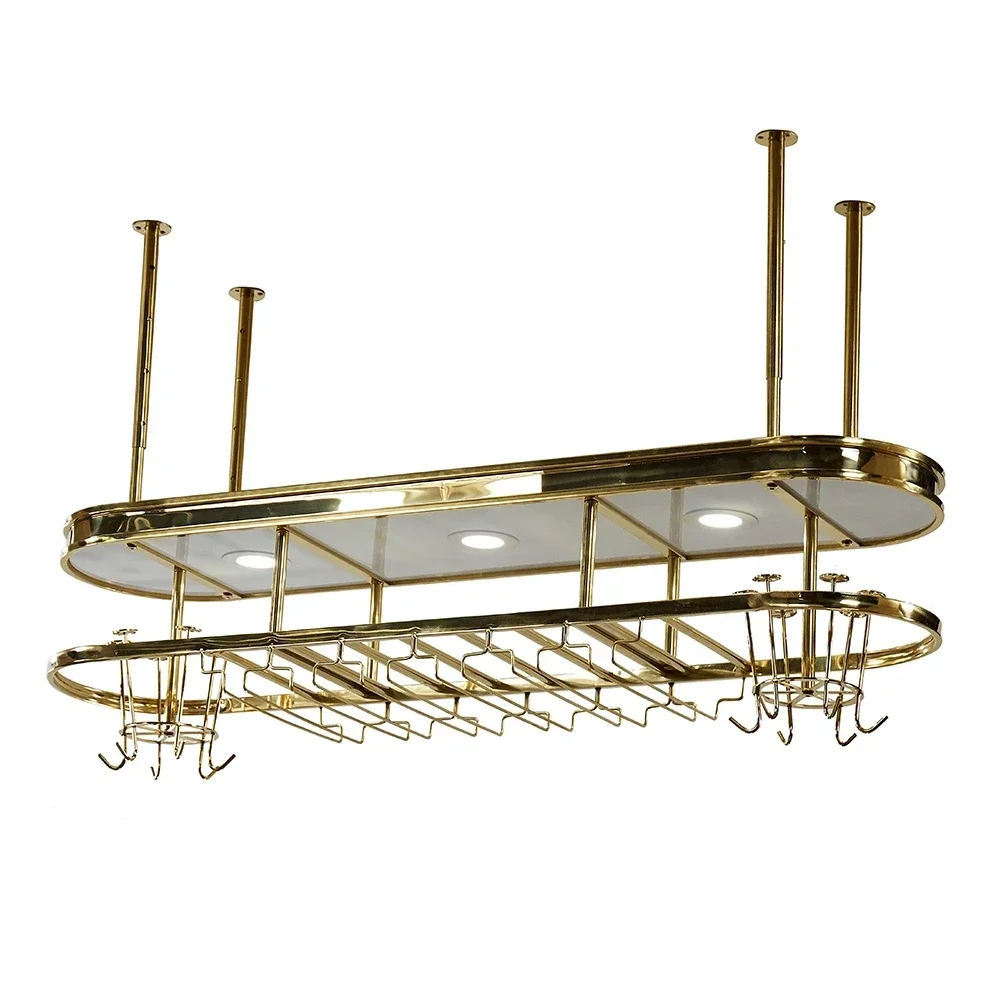 

Light luxury stainless steel creative wine rack, bar counter, hanging storage rack, household use