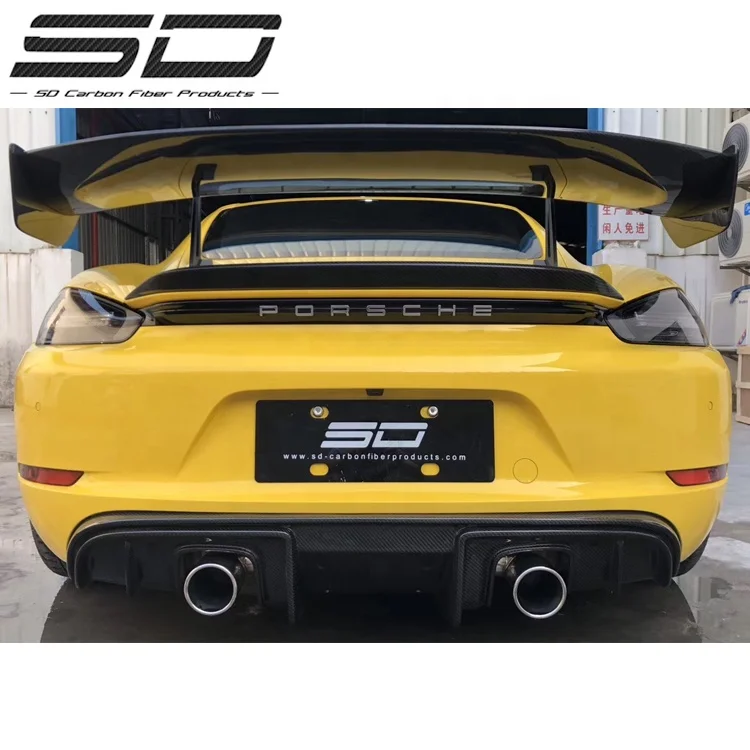 Clubsport Style Dry Carbon Fiber Rear Diffuser Rear Bumper Lip For 718 Cayman