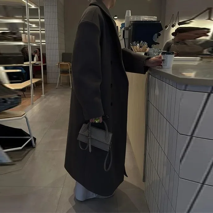 

Temperament Elegant Lapel Single-breasted Long Coat 2025 Autumn and Winter New Coat European and American