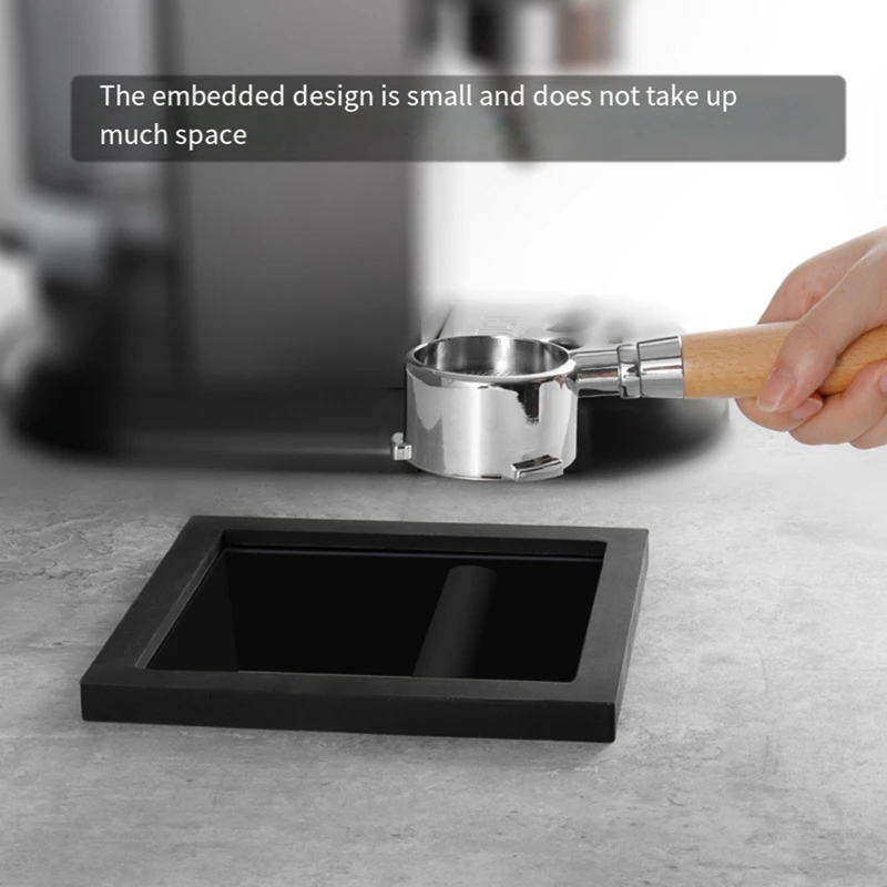Coffee Grounds Box Desktop Embedded Hollow Bottomless Grounds Box Square Stainless Steel Coffee Knocking Grounds Bucket Durable