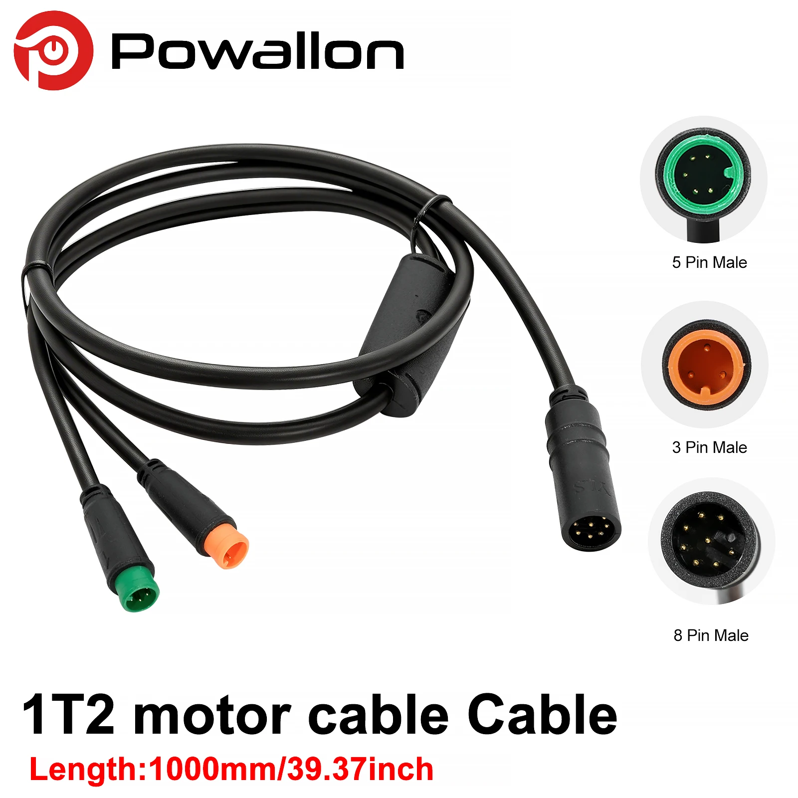 Electric Bike 1T2 Extension Cable Wiring Harness Female to Male for Bafang BBS01 BBS02 BBSHD Mid Drive Motor Replacement